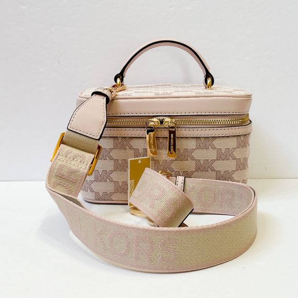 Michael Kors Jet Set Item Zip Trunk Crossbody Shoulder MK Strap MK Pink Multi - Picture 2 of 9